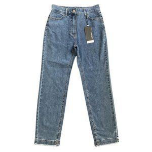Olsen Mid Rise MONA Slim Straight Leg Jeans Size 4 XS Studded Distressed